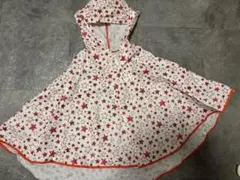 赤い星柄フード付き　雨具　カッパ