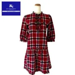 希少　バーバリーブルーレーベル　レッドノバチェック　チュニック　ミニワンピース