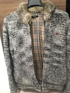 BURBERRY ニットジャケットM ラビットファー　ローゲージニット