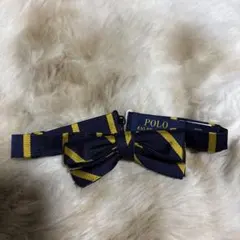 【美品】ポロ ラルフローレン キッズ 蝶ネクタイ シルク ストライプ 紺 黄のサムネイル