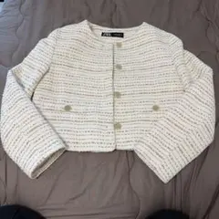 ZARA ノーカラーアイボリージャケット