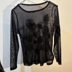 ヨシエイナバ黒メッシュカットソーのサムネイル