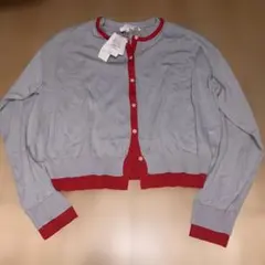LAKOLE カーディガン グレー×レッド Fサイズ