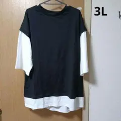 大きいサイズ　3L 4L 重ね着風チュニック　綿