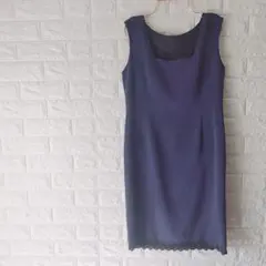 レディース　ノースリーブ　ワンピース　ネイビー紺色　ややパープル　М位