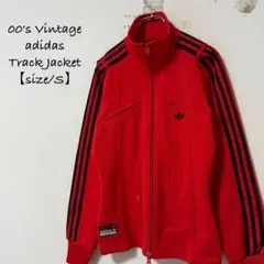 00s★adidas/アディダス★トラックジャケット/ジャージ★赤黒★ベルト★S