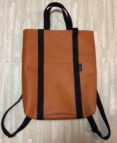 2way リュック　トートバッグ　オレンジ色　合皮　ハンドメイド