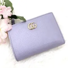 極美品/現行✨グッチ 折り財布 GGマーモント バイカラー パープル イエロー