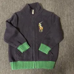 ポロ ラルフローレン フルジップ ニット 12M 80 ネイビー グリーン