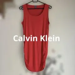美品　Calvin Klein ノースリーブ レッド ギャザー加工のサムネイル