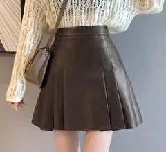 レザーミニスカート ダークブラウン Mサイズ