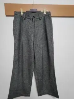 ヘリンボーン柄 ワイドパンツ グレー系