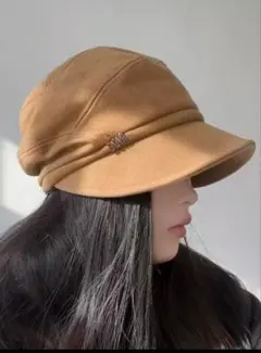 【美品】レディース キャスケット 秋冬用 小顔効果 紫外線対策 ブラウン