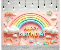 タペストリー 誕生日 バースディタペストリー　背景布　パーティー　SNS背景　虹