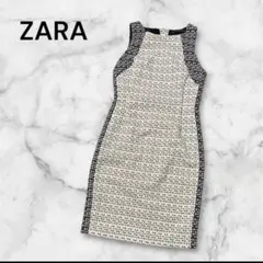 ZARA バックオープン　背中開き　膝丈ワンピース　ホワイト　ネイビー　M