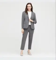 ストレッチテーパードアンクルパンツ（無地　グレー　ユニクロ　ウエスト64