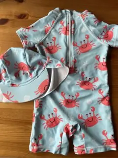 カニプリント ベビー水着と帽子セット