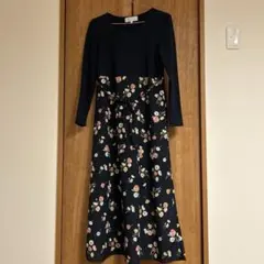ロペピクニック ネイビー ポピーの花柄ロングワンピース サイズ38