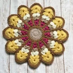 黄色　円座　クッション　マット　チェアパッド　おざぶ　丸椅子カバー　花座布団