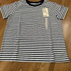 クルーネック半袖Tシャツ Mサイズ 白黒ストライプ