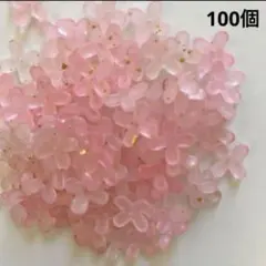アクリル フラワー ビーズ 4弁 ラメ入り コーラル(レッド) 金木犀 100