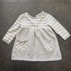 baby GAP グレー ストライプ ワンピース 6-12ヶ月　70サイズ
