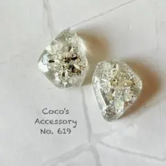 No.619 レジン ピアス イヤリング ビジュー　雪デザイン
