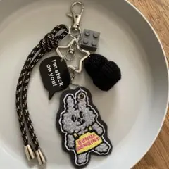 じゃらじゃらキーホルダー　グレー・ブラック系