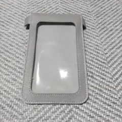 グレー スマホショルダーバッグ ハート型金具付き ショルダータイプヒモ付き