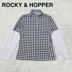 ロッキーアンドホッパー　千鳥格子柄 ハーフジップシャツ　ブラック/ホワイト　Lのサムネイル
