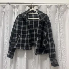 チェック柄クロップドジャケット