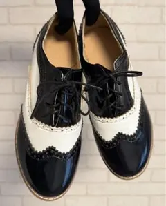靴 オックスフォードレディース 白黒(未使用)