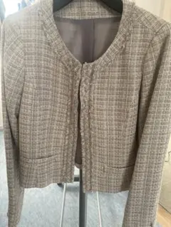 フォギーグレーMIX ノーカラージャケット　15号サイズ