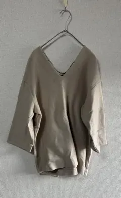 ADAM ET ROPE' ベージュ Vネック チュニック 七分袖