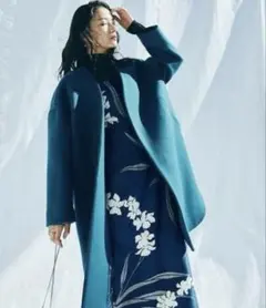 Mila Owen ノーカラーコート ウール ロングコート