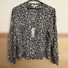 り*す様 UNIQLO 花柄 プリントVネックブラウス XL