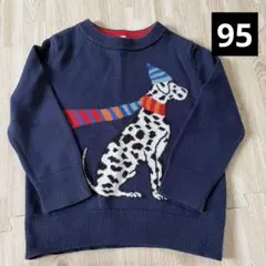 ベビー 95 ニット セーター GAP ネイビー 長袖 犬 ダルメシアン