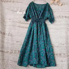 For it　小花柄ロングワンピース ウエストシャーリング【 M 】ビッグ