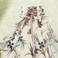 マイストラーダ　フラワープリント レースアップ ロングスカート サイズ36