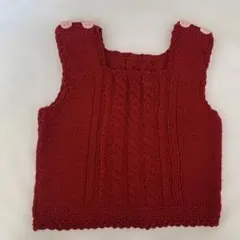【ハンドメイド】ベビー服　ベスト　赤　くまさん