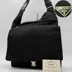 プラダ　ナイロン　レザー　三角ロゴ　ショルダーバッグ　黒　Y2K アーカイブ