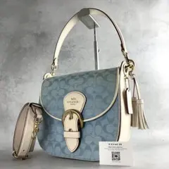 ✨美品✨コーチ　クレオ　ショルダーバッグ　2way シグネチャー　ライトブルー