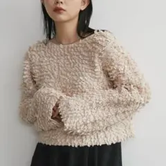 aunt marie's ベージュ プードル長袖ニット