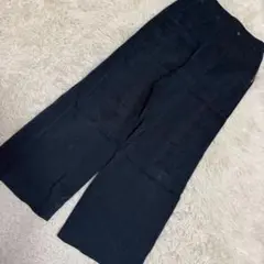 MACPHEE マカフィー リネン混 ワイドパンツ 金ボタン ブラック 36 