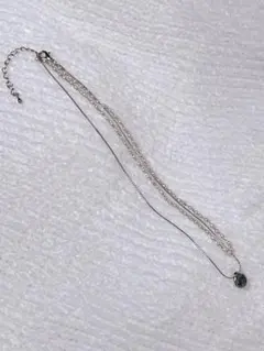 メタルパーツ パール 2連ネックレス