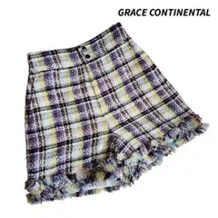 ラメ混 ツイード素材 マルチカラー ショートパンツ・ハイウエスト 68706