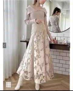 GRL オーガンジーオパール花柄フレアスカート