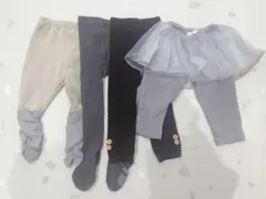 80 90 レギンス　チュールスカート　タイツ　リブ　ニット　くすみカラー