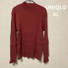 UNIQLO ユニクロ　ハイネック リブカットソー レッド 長袖