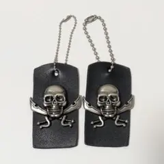 スカルデザイン 革小物 キーホルダー チャーム 髑髏 ドクロ